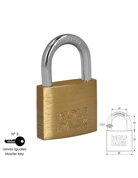 Candado Laton Arco Normal Llaves Iguales 40 mm. Nº3