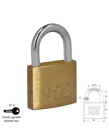 Candado Laton Arco Normal Llaves Iguales 50 mm. Nº3