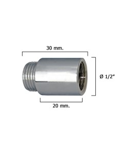 Alargadera Redonda Cromo 1/2" x 20