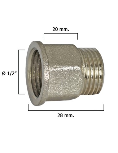 Alargadera Hexagonal Cromo 1/2x20