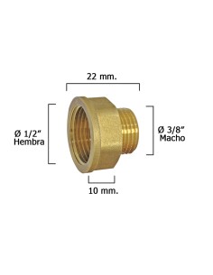 Alargadera Hexagonal Reduccion Pulida 3/8 Macho - 1/2 Hembra x M10
