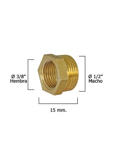 Reduccion Hexagonal Pulida 1/2" Macho x 3/8" Hembra