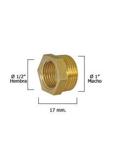 Reduccion Hexagonal Pulida 1" Macho x 1/2" Hembra