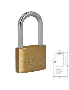 Candado Laton Arco Largo 60 mm.
