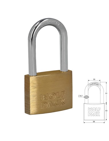 Candado Laton Arco Largo 60 mm.