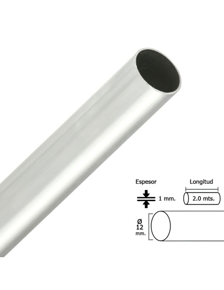 Barra Armario Cromado Redondo 12 mm. Ø (Barra 2,0 metros)