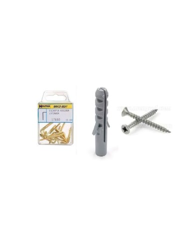 Taco Nº 4 Con Tornillos Cabeza Plana Zincada 3,5x25 mm. 15 unidades