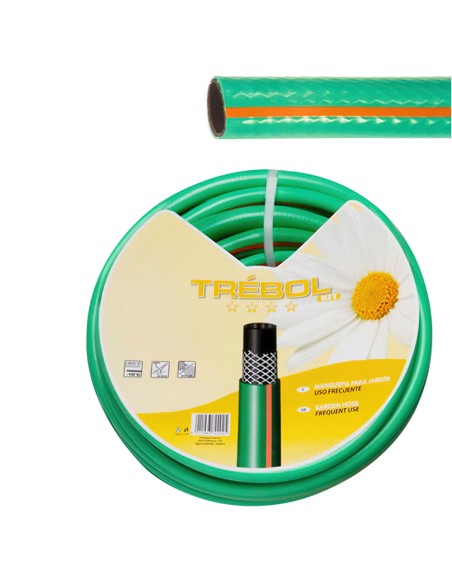 Manguera Verde Trebol Trenzado 15 mm. - 5/8" Rollo 50 Metros