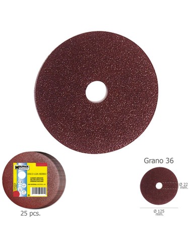 Disco Lija Hierro 125x22 mm. Grano 36 (Paquete de 25 unidades)