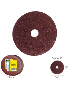 Disco Lija Hierro 125x22 mm. Grano 80 (Paquete de 25 unidades)