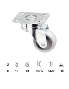 Rueda Polyamida Placa 60 mm.