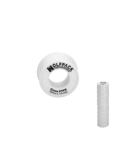 Cinta PTFE Wolfpack 19 mm. x 15 m. (Paquete de 10 Rollos)