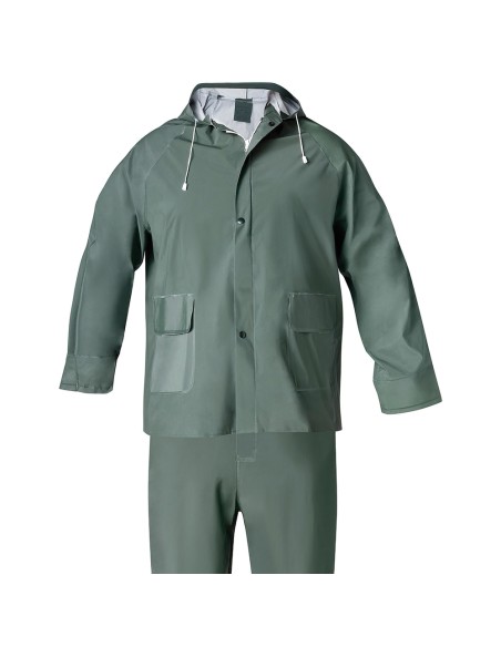 Traje de Agua Impermeable Verde Pvc Talla 8-XL