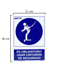 Cartel Uso Obligatorio Cinturon Seguridad 30x21 cm.