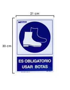 Cartel Obligatorio Uso De Botas 30x21 cm.