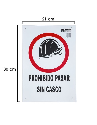 Cartel Prohibido Pasar Sin Casco 30x21 cm.