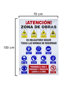 Cartel Combinado Normas Obra 100x70 cm.