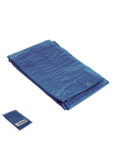 Lona Impermeable Reforzada 3 x4 metros (Aproximadamente) Con Ojetes Metálicos, Lona de Protección Duradera, Color Azul.