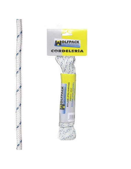 Cuerda Nylon Alta Tenacidad Blanca / Azul (Madeja 10 m.)