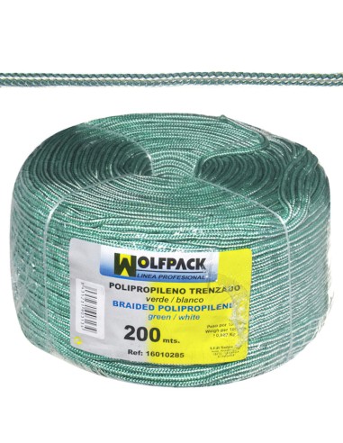 Cuerda Trenzada Polipropileno Blanca / Verde (Bobina 200 m.)