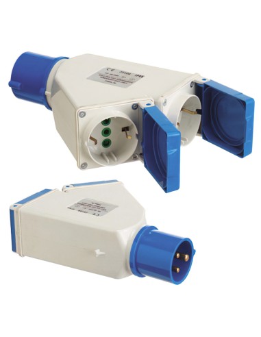 Adaptador Industrial Cetac Schuko Doble 2p Con Tapa