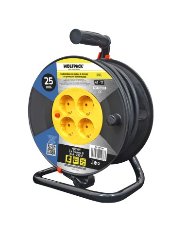 Extensible Industrial 4 Tomas 25 Metros 3 x 1,5 mm. con Protección Sobrecarga