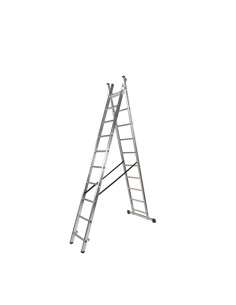 Escalera Aluminio 2 Tramos 7+7 Peldaños. Plegable, Antideslizante, Resistente