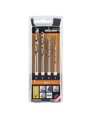 Estuche Brocas Alpen Hexagonal Madera 4 Piezas