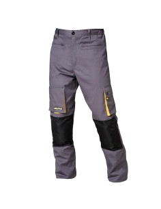 Pantalones Largos DeTrabajo, Multibolsillos, Resistentes, Rodilla Reforzada, Gris/Amarillo Talla 50/52 XL (Slim Fit)