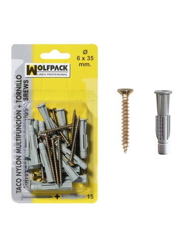Taco Multiacción+Tornillo MU 6x45 mm. (15 Piezas)
