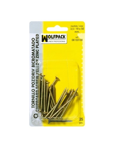 Tirafondo Pozidriv Bicromatado 4,0/20x 25 mm. (30 Piezas)
