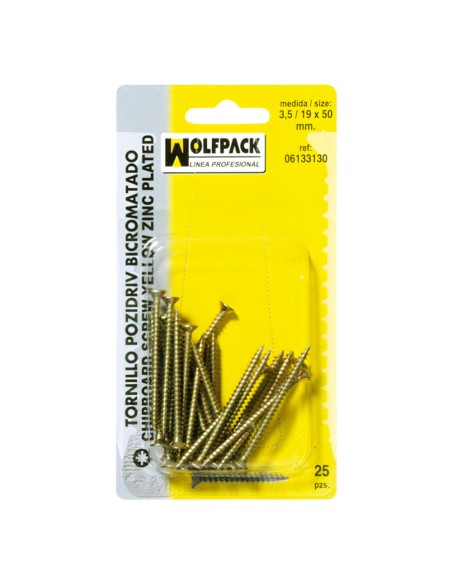 Tirafondo Pozidriv Bicromatado 6,0/22x 70 mm. (6 Piezas)