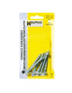 Tirafondo Barraquero Din571 6x60 mm. (5 Piezas)