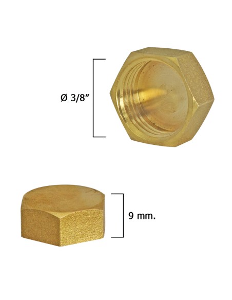 Tapon Ciego Hembra Laton 3/8"