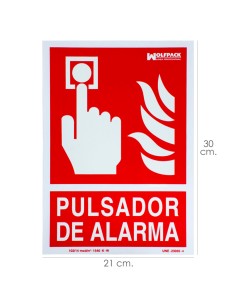 Cartel / Señal Fluorescente Pulsador Alarma 30x21 cm.