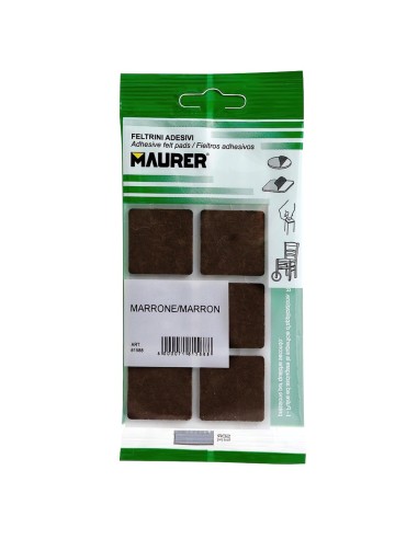 Fieltro Adhesivo 30 x 30 mm (Blister 6 Piezas) Marrón