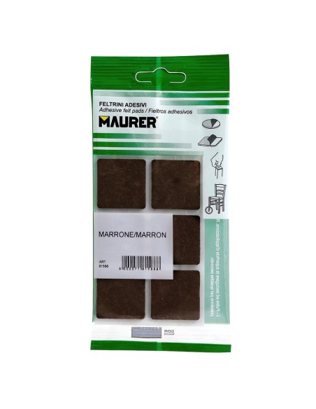 Fieltro Adhesivo 30 x 30 mm (Blister 6 Piezas) Marrón