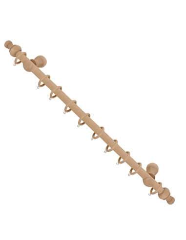 Barra Cortina Madera Completa 2,10 Metros x 28 mm. Pino