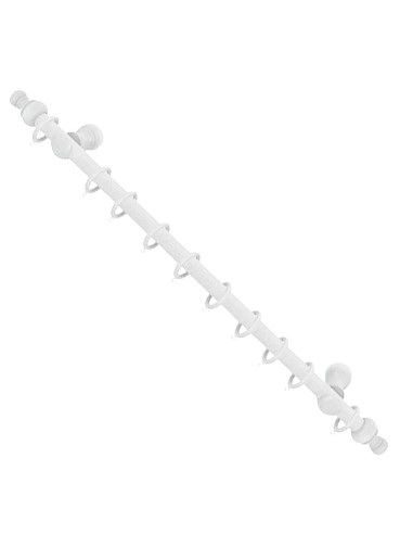 Barra Cortina Madera Completa 1,20 Metros x 20 mm. Blanco