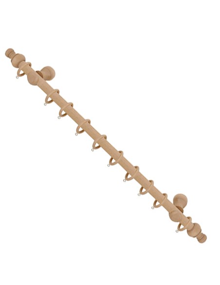 Barra Cortina Madera Completa 1,50 Metros x 20 mm. Pino