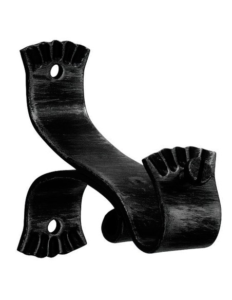 Soporte Forja Ø 20 mm. Ola Largo Negro Juego 2 Piezas