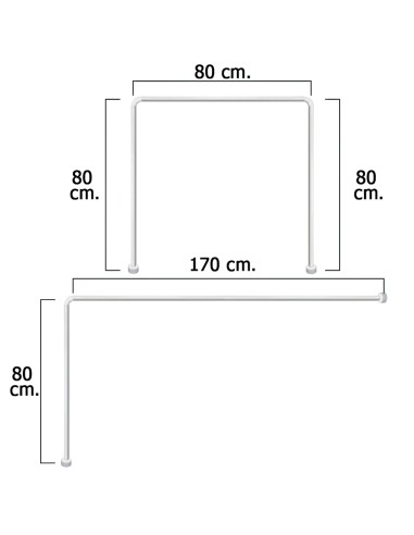 Barra Para Cortina Ducha Universal Aluminio Blanco 80 x 170 cm.