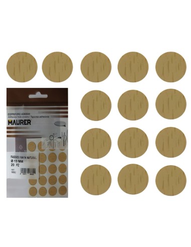 Tapatornillos Adhesivos Haya Natural (Blister 20 unidades)