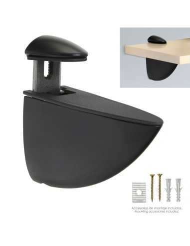 Soporte Pelicano Regulable Para Estante 1 / 35 mm. Negro (1 Pieza)