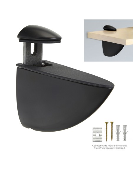 Soporte Pelicano Regulable Para Estante 1 / 35 mm. Negro (1 Pieza)