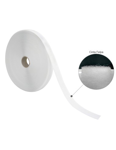 Cinta Velcro Felpa Con Adhesivo Blanco Rollo 25 metros