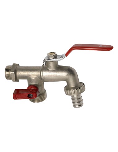 Grifo Jardín Esfera Doble Manguera 1/2" x 3/4" x 3/4" Vertical