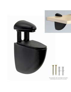 Soporte Pelicano Regulable Para Estante 1 / 20 mm. Negro (1 Pieza)