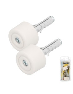 Tope Puerta Con Taco Nylon Blanco Blister 2 Piezas