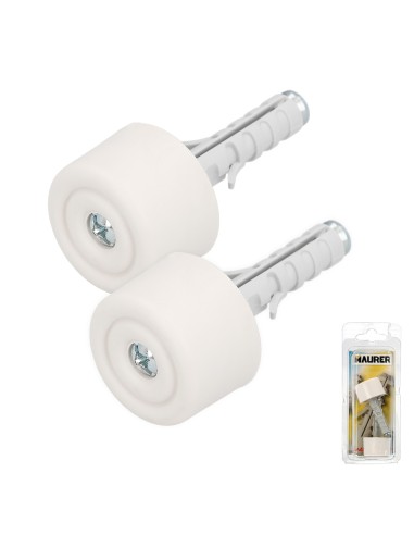 Tope Puerta Con Taco Nylon Blanco Blister 2 Piezas